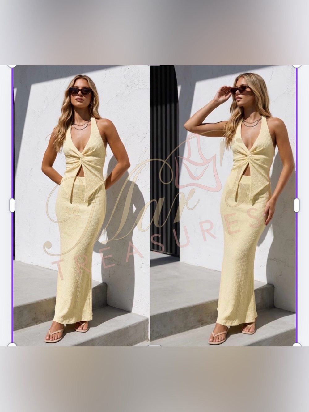 Fortunateone Twist Front Halter with Maxi Skirt